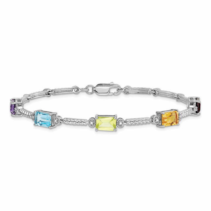 Lovely Rita's Bracelets Silver Multi Gemstone Diamond Tennis Bracelet