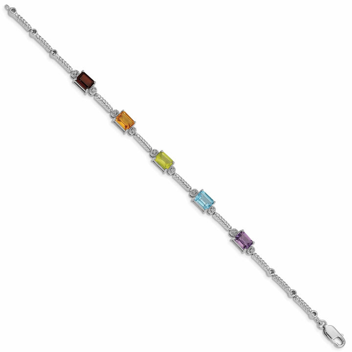 Lovely Rita's Bracelets Silver Multi Gemstone Diamond Tennis Bracelet