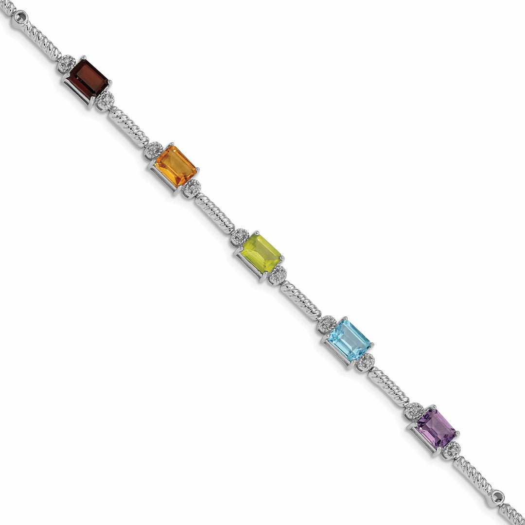 Lovely Rita's Bracelets Silver Multi Gemstone Diamond Tennis Bracelet