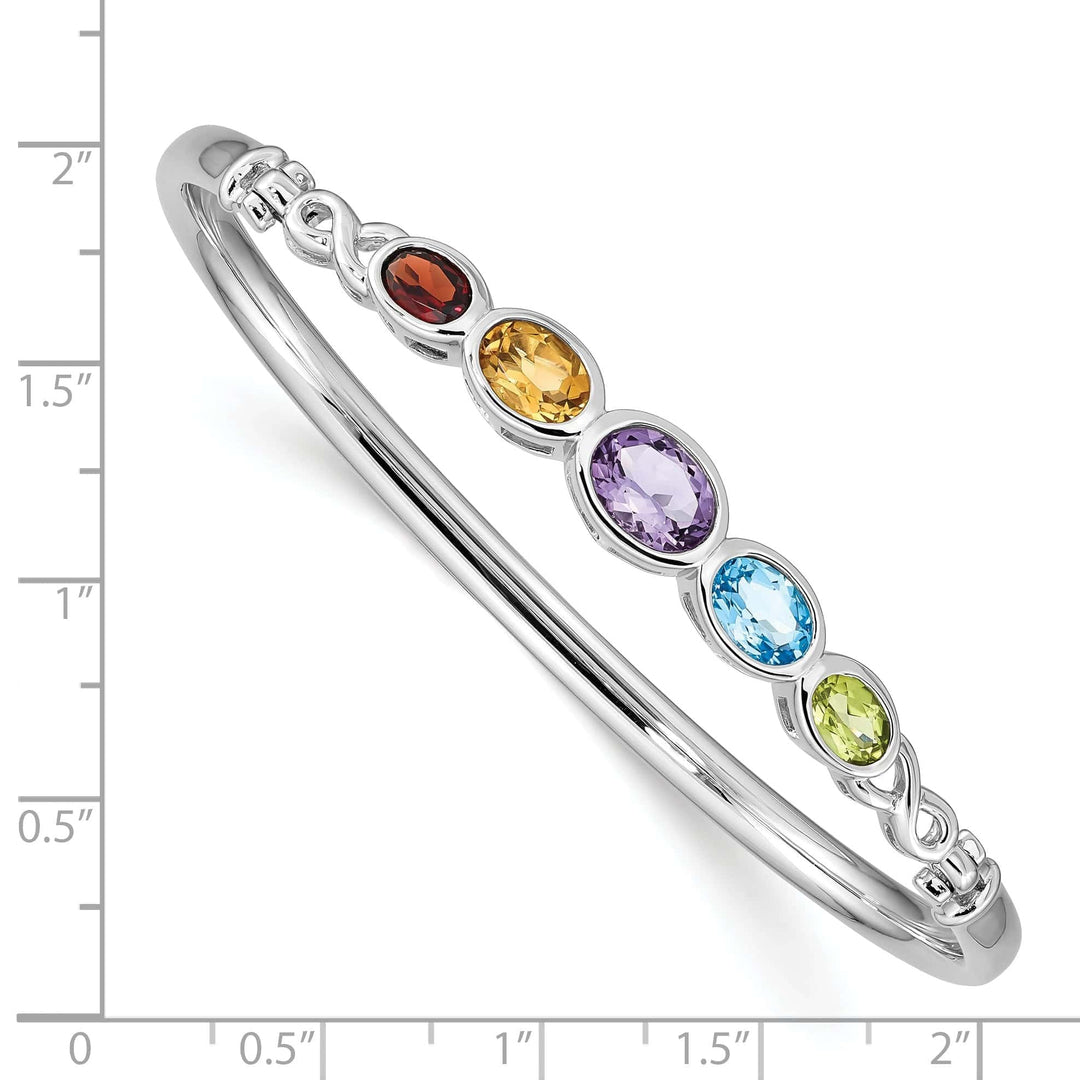 Lovely Rita's Bracelets Silver Multi Gemstone Hinged Bangle Bracelet