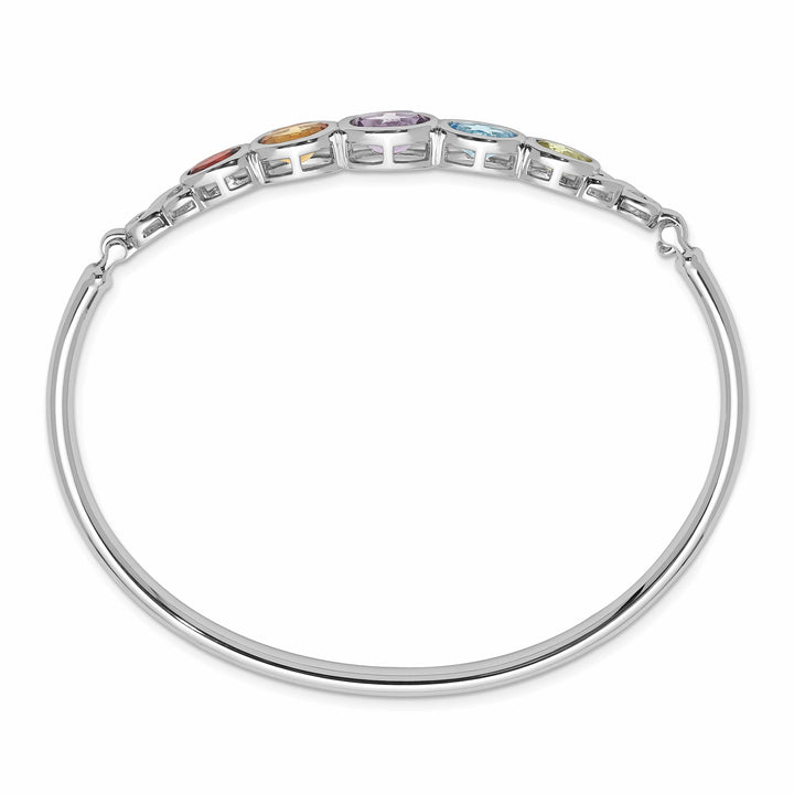 Lovely Rita's Bracelets Silver Multi Gemstone Hinged Bangle Bracelet