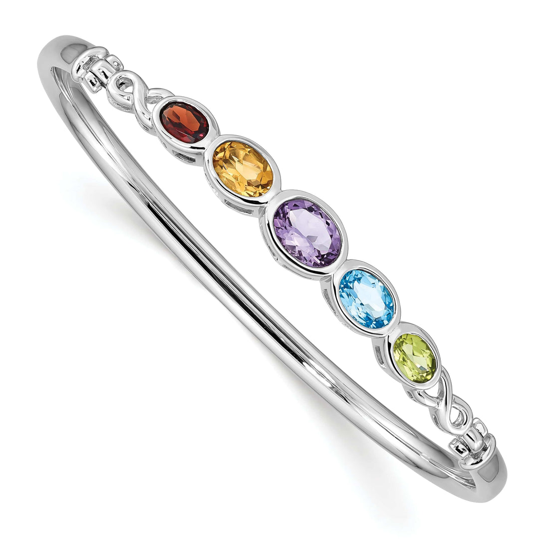 Lovely Rita's Bracelets Silver Multi Gemstone Hinged Bangle Bracelet