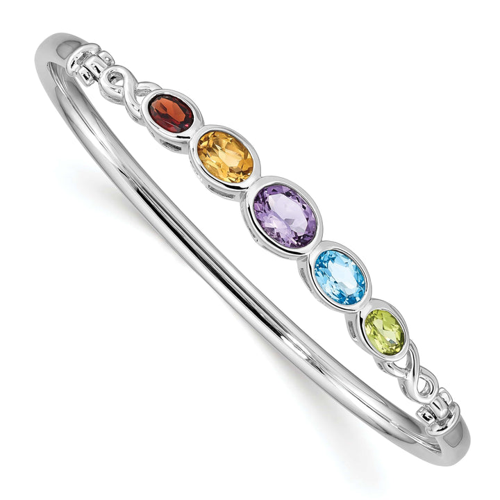 Lovely Rita's Bracelets Silver Multi Gemstone Hinged Bangle Bracelet
