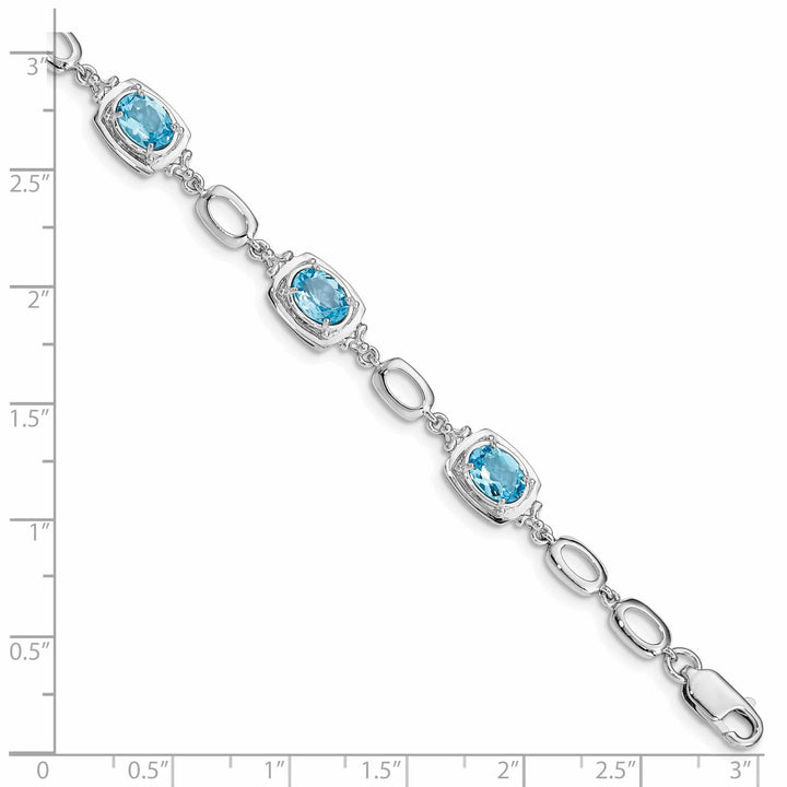 Lovely Rita's Bracelets Silver Oval Blue Topaz Gemstone Link Bracelet