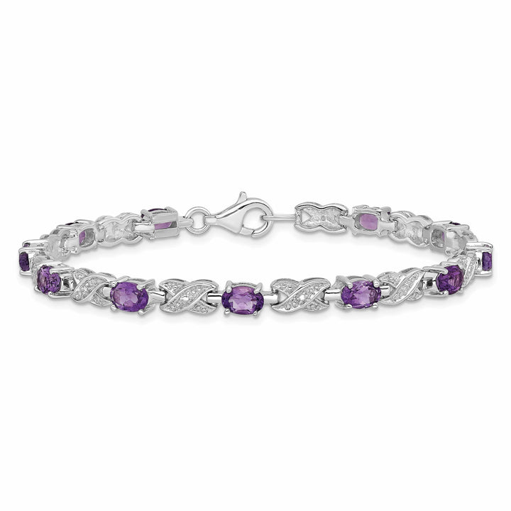 Lovely Rita's Bracelets Silver Oval Cut Amethyst Gemstone Bracelet