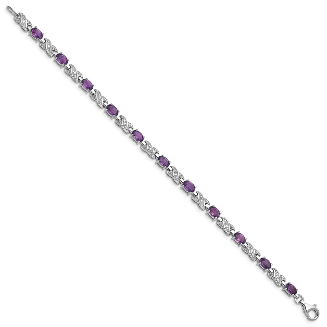 Lovely Rita's Bracelets Silver Oval Cut Amethyst Gemstone Bracelet