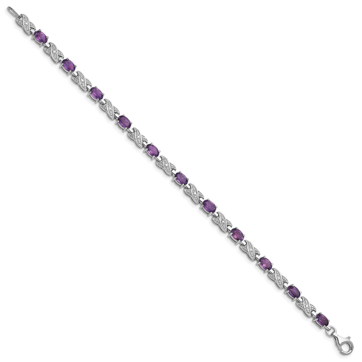 Lovely Rita's Bracelets Silver Oval Cut Amethyst Gemstone Bracelet
