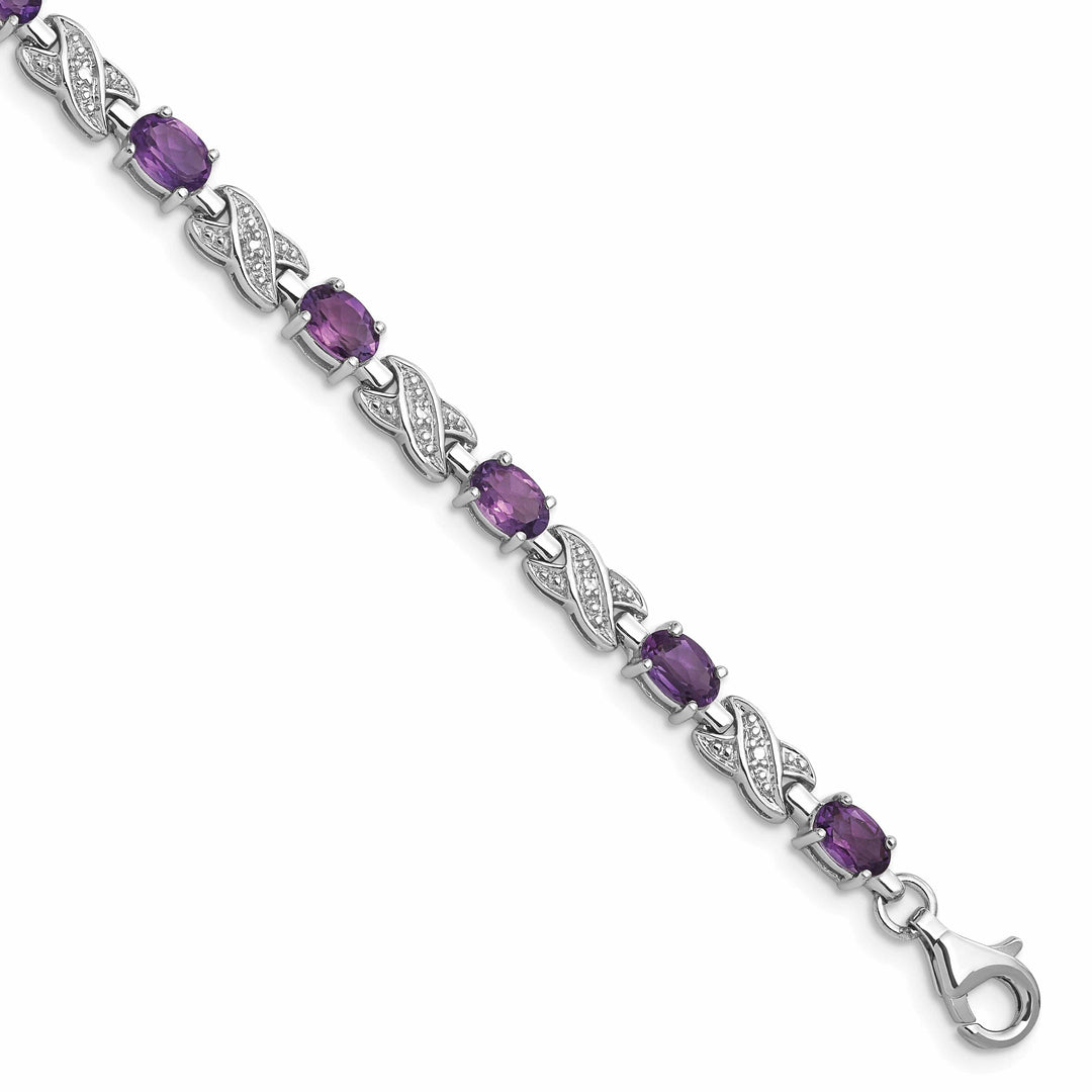Lovely Rita's Bracelets Silver Oval Cut Amethyst Gemstone Bracelet