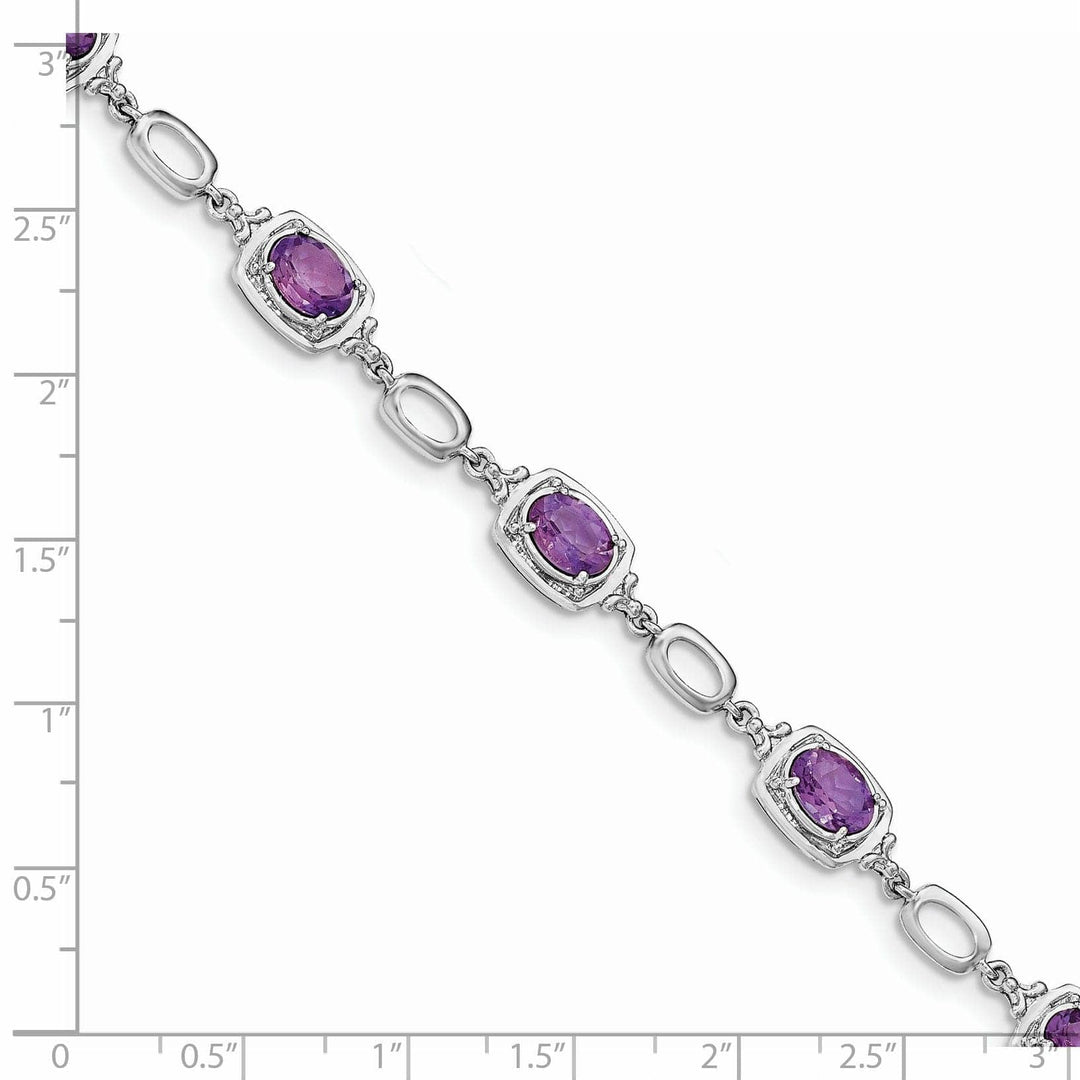 Lovely Rita's Bracelets Silver Oval Cut Amethyst Gemstone Link Bracelet