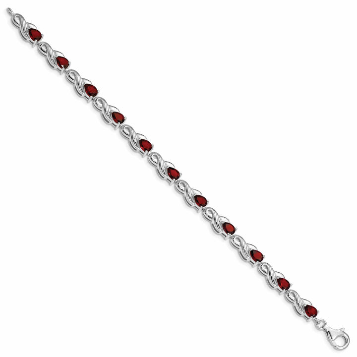 Lovely Rita's Bracelets Silver Oval Cut Garnet Gemstone Bracelet