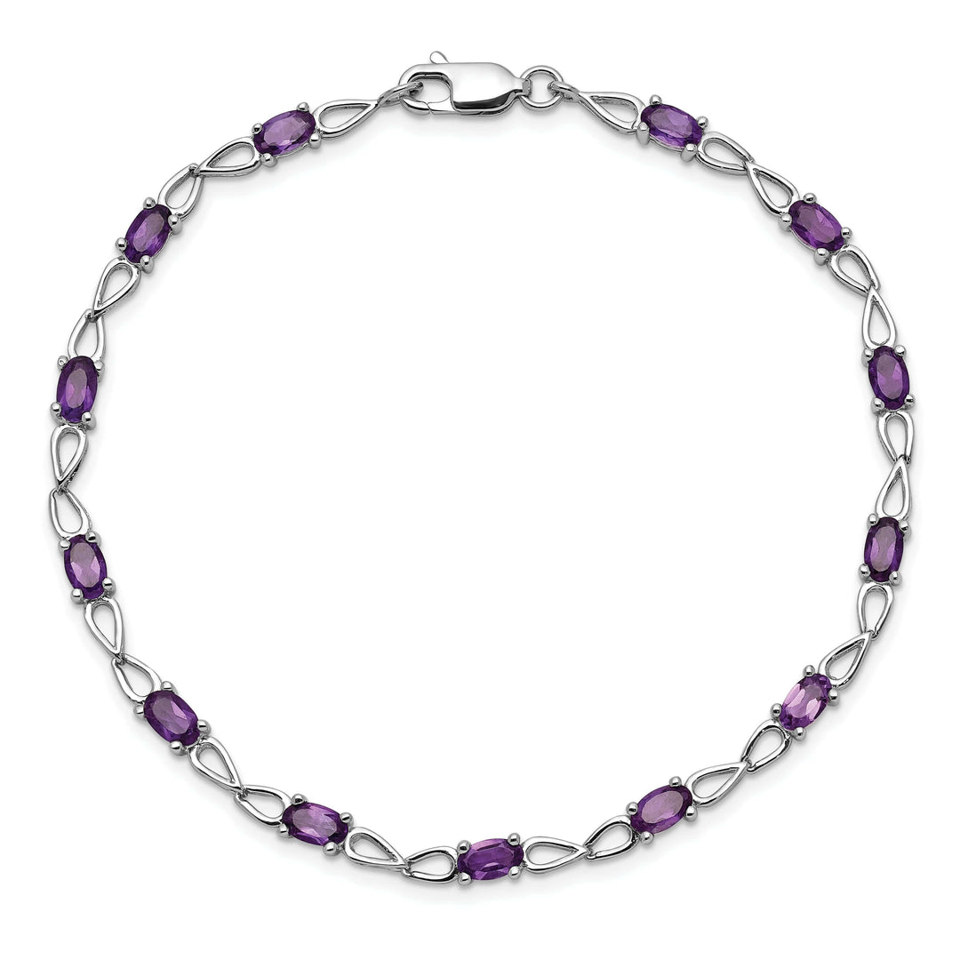 Lovely Rita's Bracelets Silver Oval Cut Genuine Amethyst Bracelet
