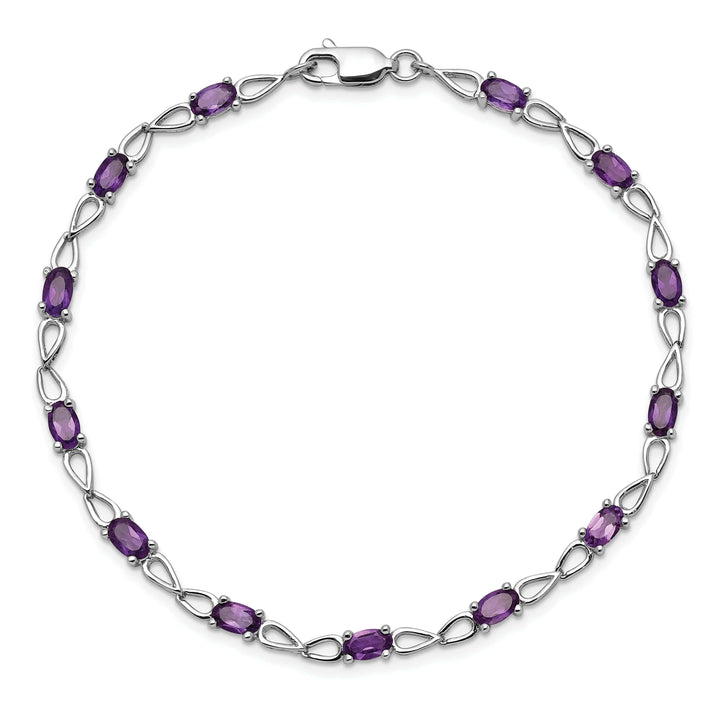 Lovely Rita's Bracelets Silver Oval Cut Genuine Amethyst Bracelet