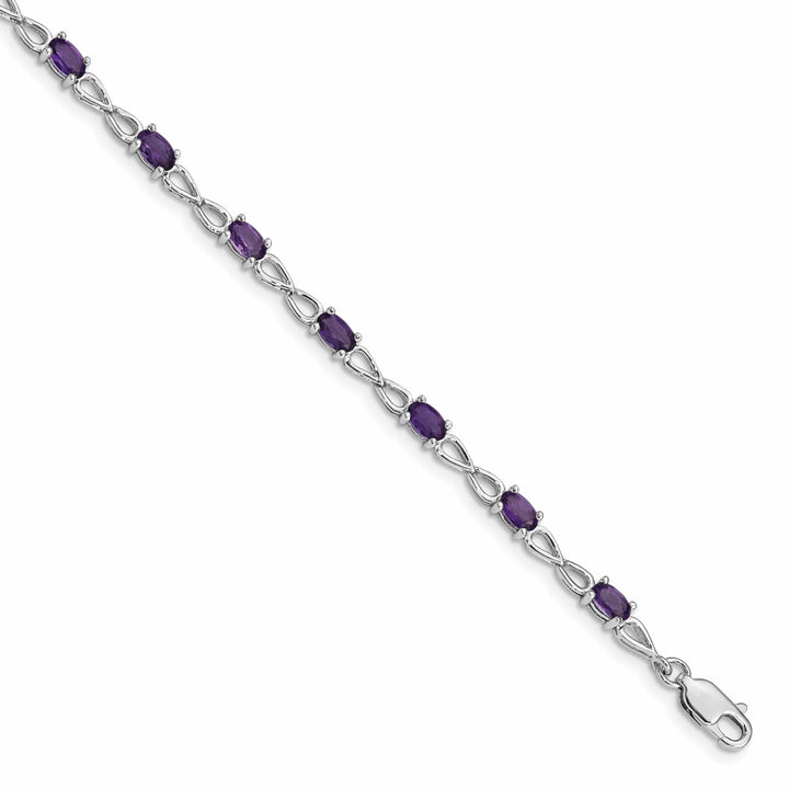 Lovely Rita's Bracelets Silver Oval Cut Genuine Amethyst Bracelet