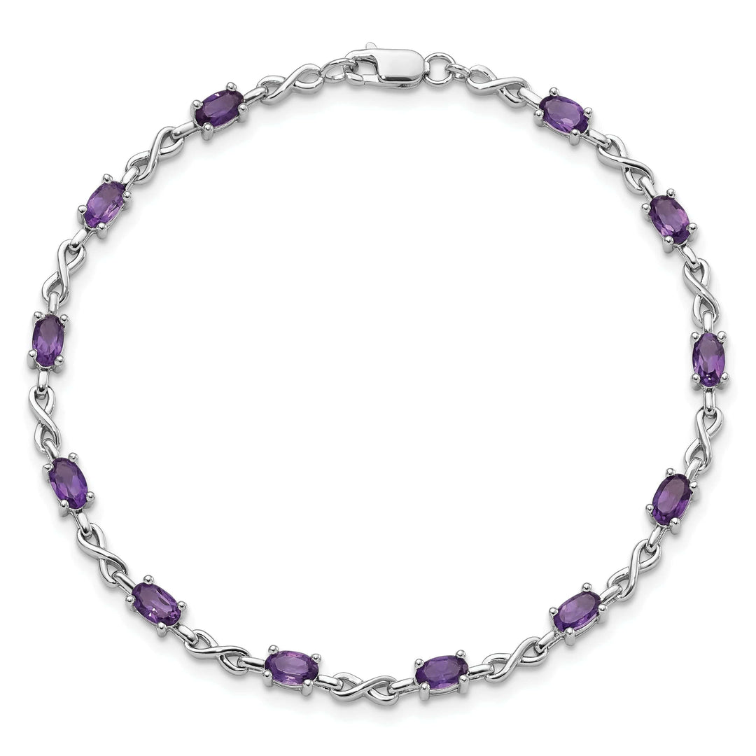 Lovely Rita's Bracelets Silver Oval Cut Genuine Amethyst Bracelet