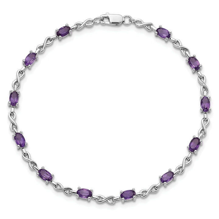 Lovely Rita's Bracelets Silver Oval Cut Genuine Amethyst Bracelet