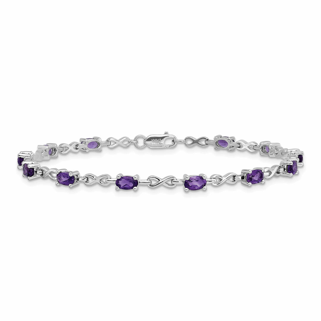 Lovely Rita's Bracelets Silver Oval Cut Genuine Amethyst Bracelet