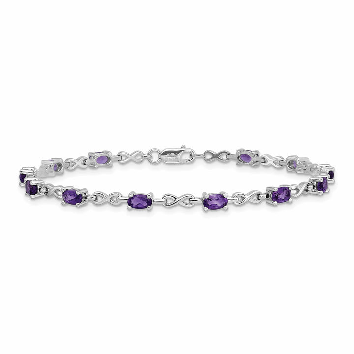 Lovely Rita's Bracelets Silver Oval Cut Genuine Amethyst Bracelet