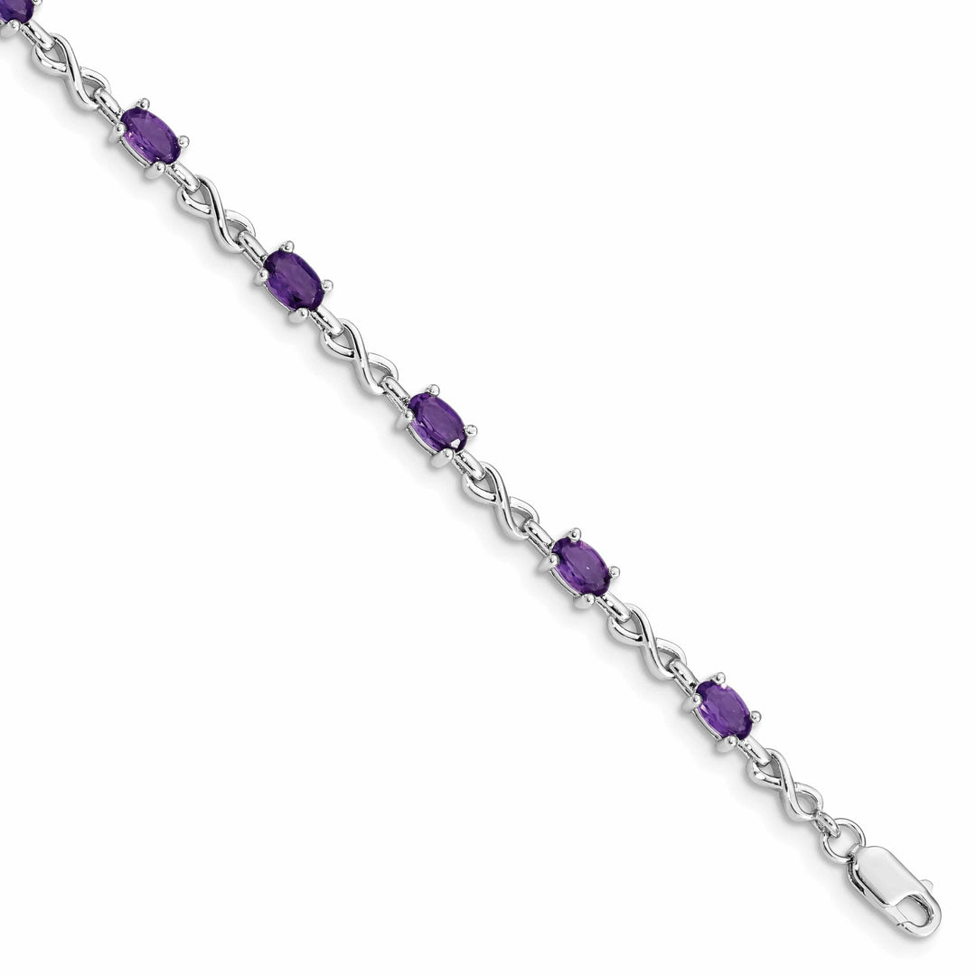 Lovely Rita's Bracelets Silver Oval Cut Genuine Amethyst Bracelet