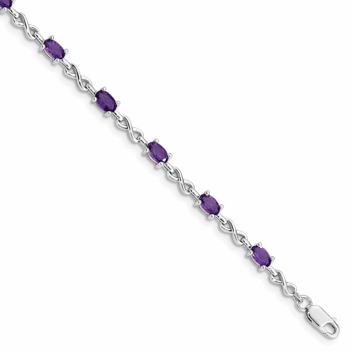 Lovely Rita's Bracelets Silver Oval Cut Genuine Amethyst Bracelet