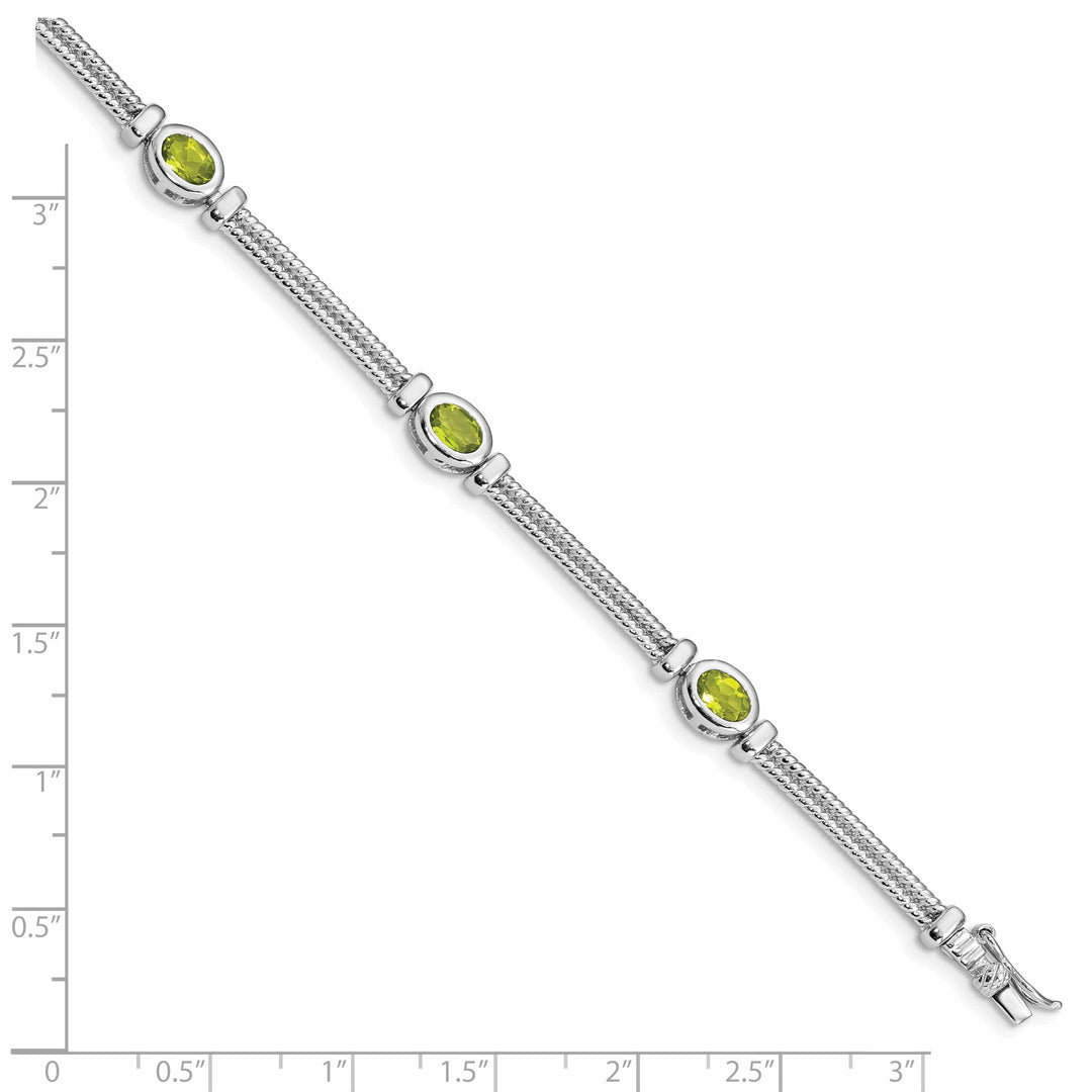 Lovely Rita's Bracelets Silver Oval Cut Peridot Gemstone Bracelet