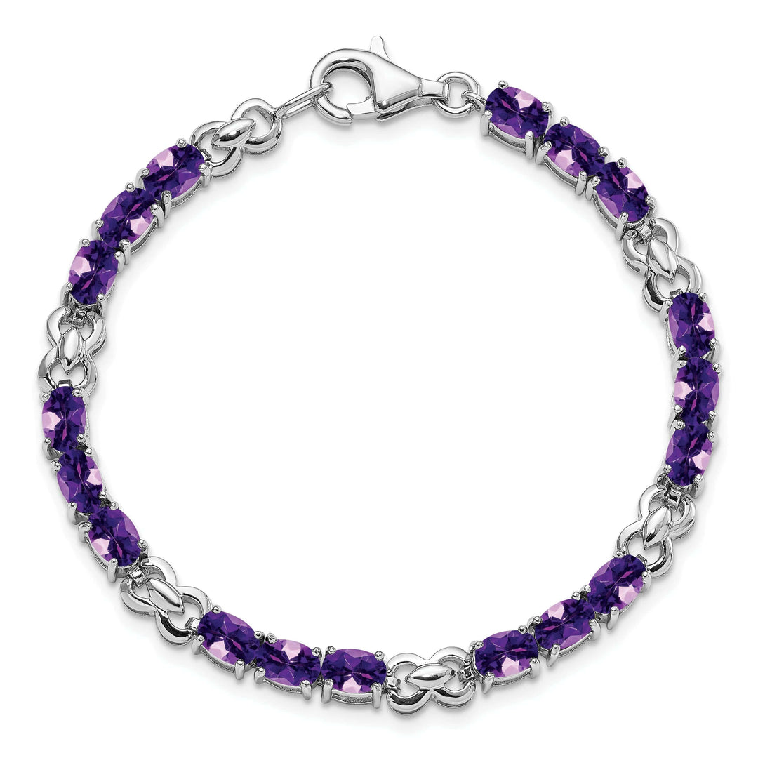 Lovely Rita's Bracelets Silver Oval Genuine Amethyst Gemstone Bracelet