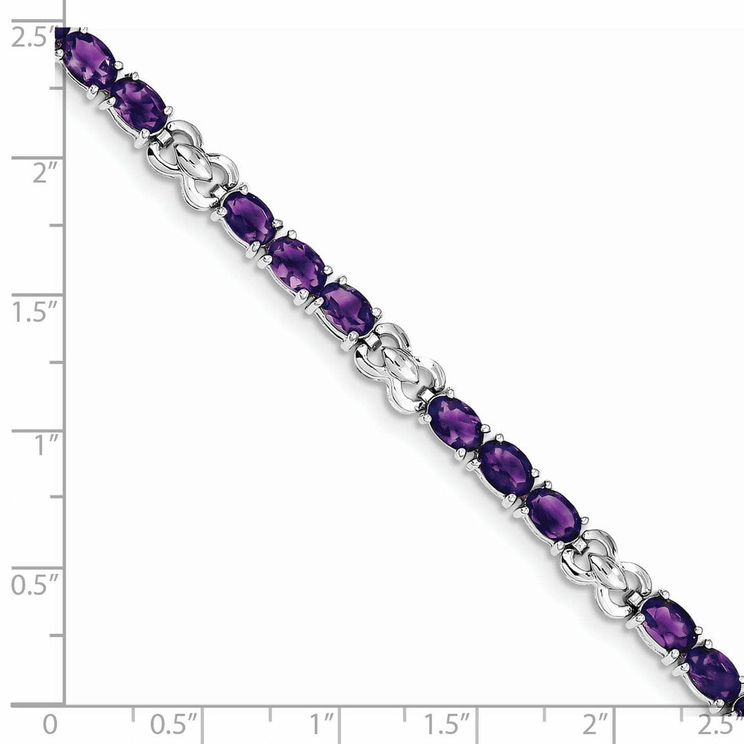 Lovely Rita's Bracelets Silver Oval Genuine Amethyst Gemstone Bracelet