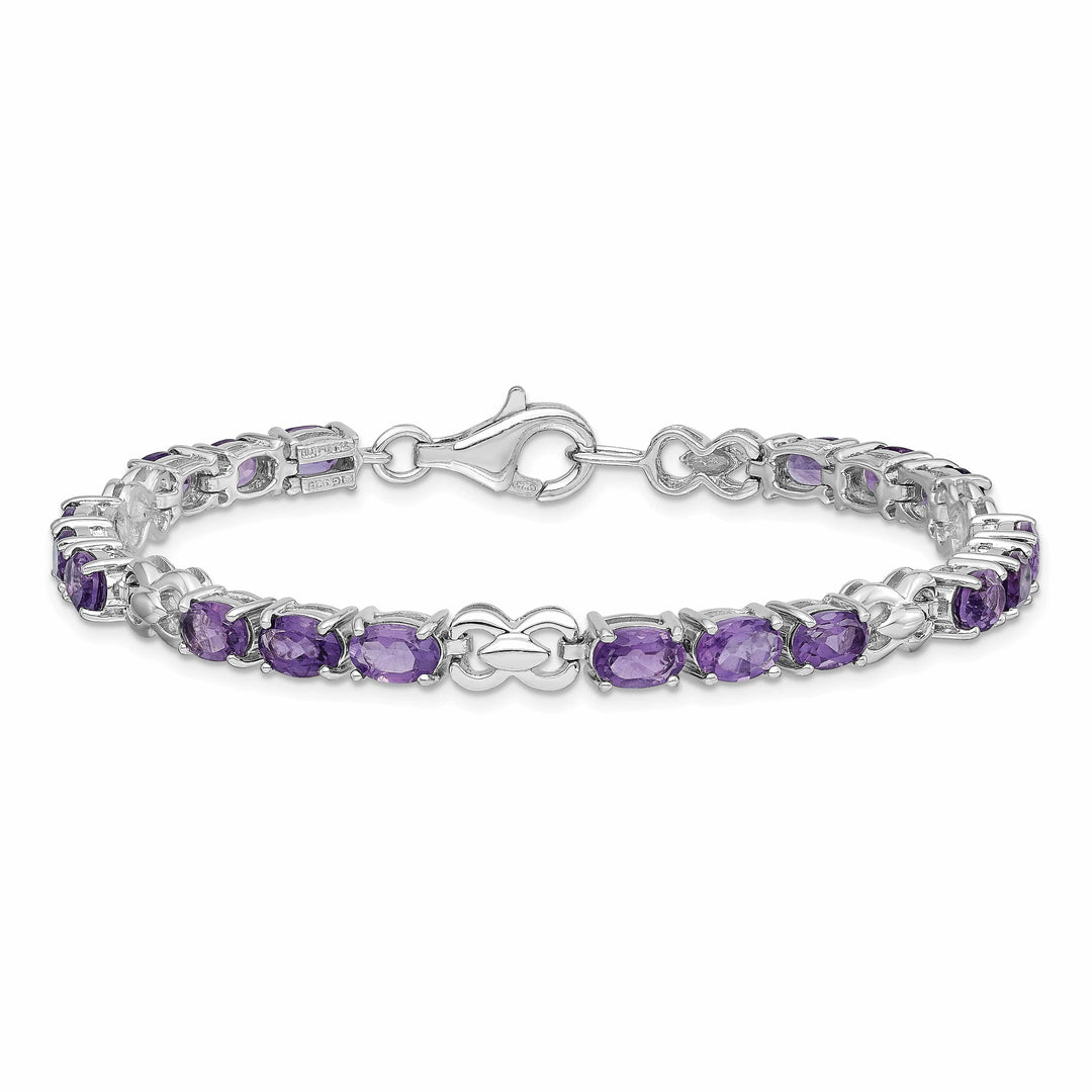Lovely Rita's Bracelets Silver Oval Genuine Amethyst Gemstone Bracelet