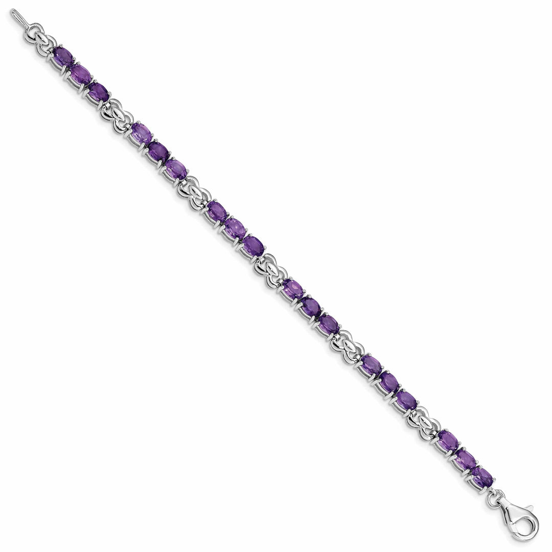 Lovely Rita's Bracelets Silver Oval Genuine Amethyst Gemstone Bracelet