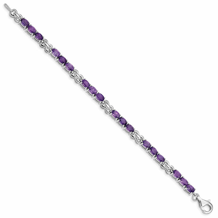 Lovely Rita's Bracelets Silver Oval Genuine Amethyst Gemstone Bracelet
