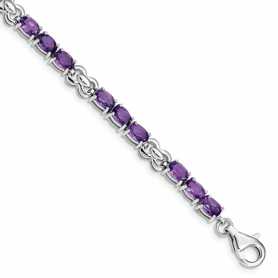 Lovely Rita's Bracelets Silver Oval Genuine Amethyst Gemstone Bracelet
