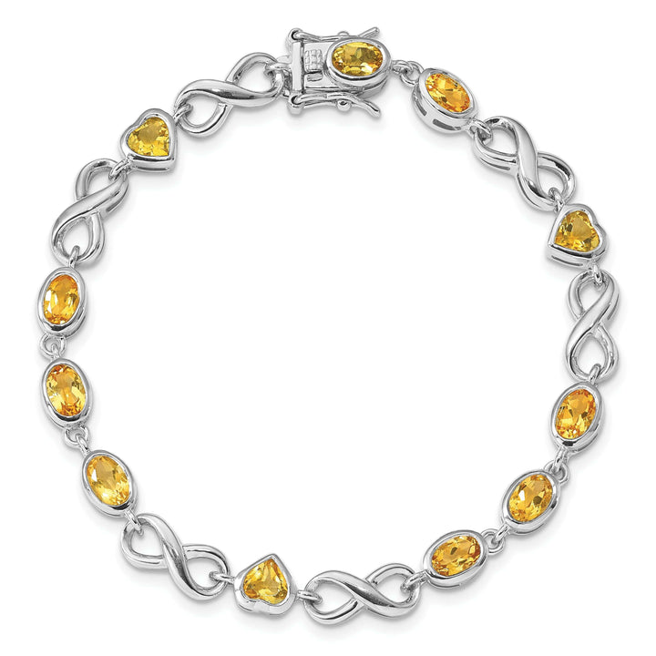 Lovely Rita's Bracelets Silver Oval Heart Citrine Gemstone Bracelet