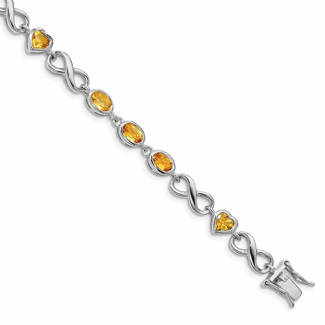 Lovely Rita's Bracelets Silver Oval Heart Citrine Gemstone Bracelet