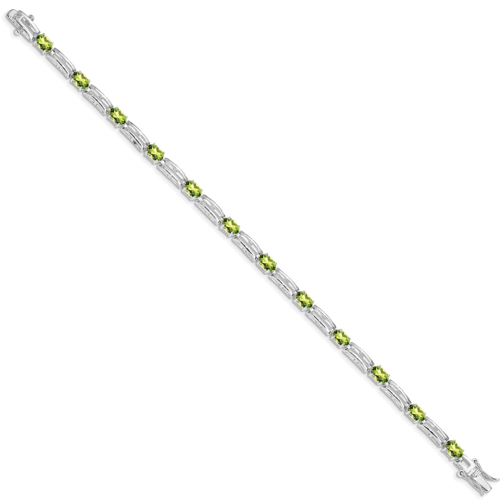 Lovely Rita's Bracelets Silver Oval Peridot Gemstone Diamond Bracelet