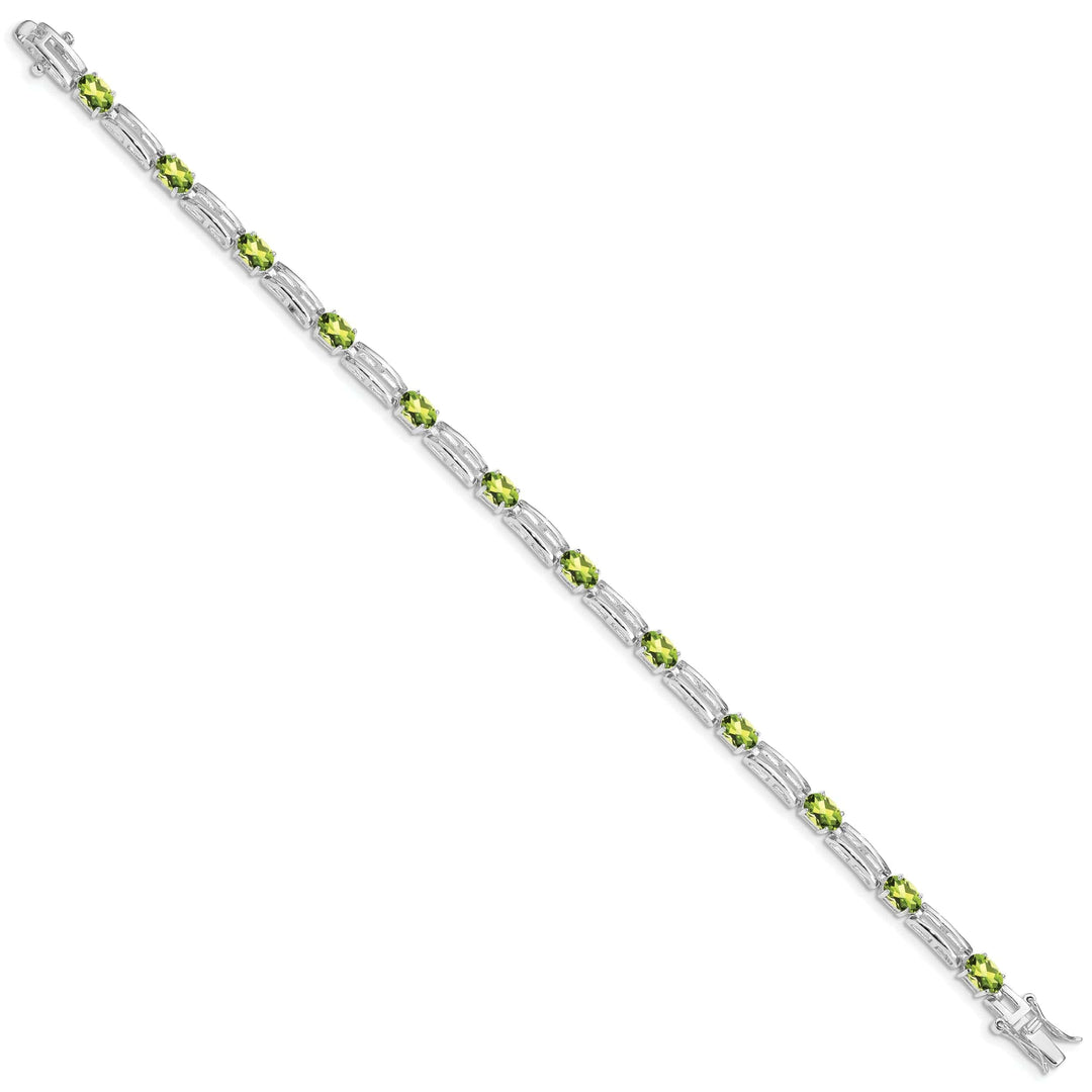 Lovely Rita's Bracelets Silver Oval Peridot Gemstone Diamond Bracelet