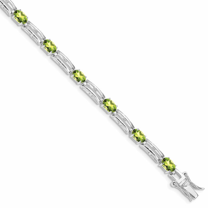 Lovely Rita's Bracelets Silver Oval Peridot Gemstone Diamond Bracelet