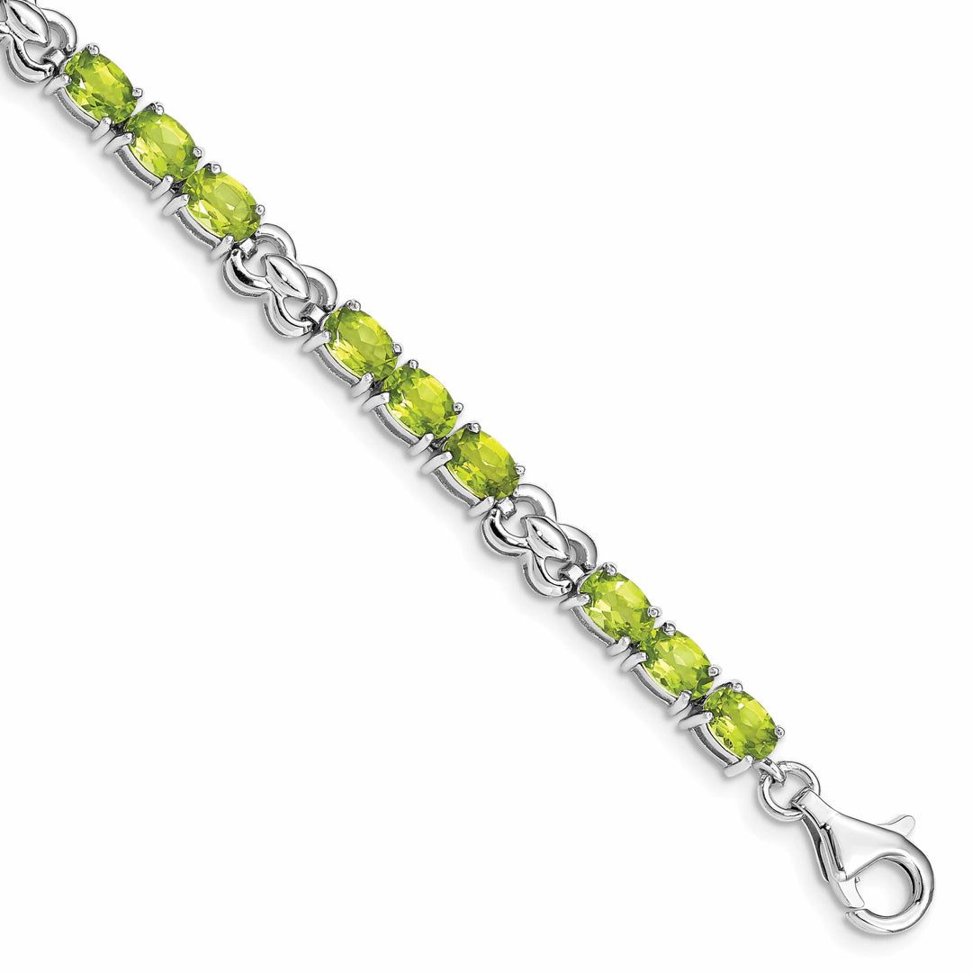 Lovely Rita's Bracelets Silver Oval Shape Peridot Gemstone Bracelet