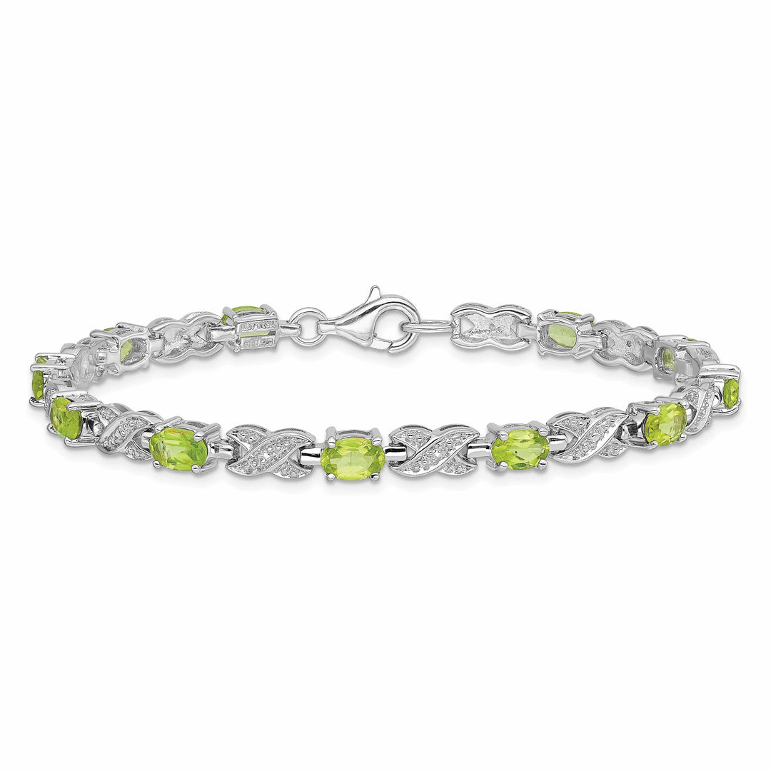 Lovely Rita's Bracelets Silver Oval Shape Peridot Gemstone Bracelet
