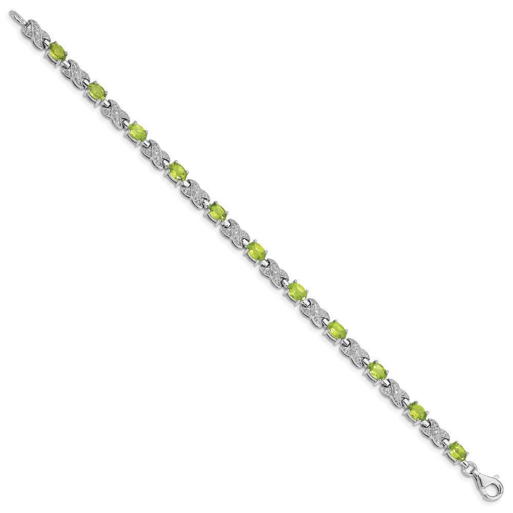 Lovely Rita's Bracelets Silver Oval Shape Peridot Gemstone Bracelet