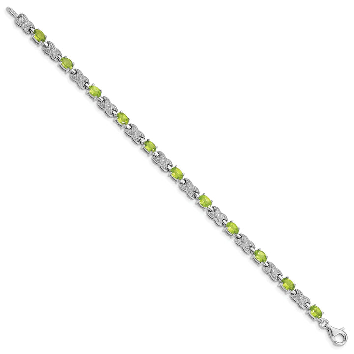 Lovely Rita's Bracelets Silver Oval Shape Peridot Gemstone Bracelet
