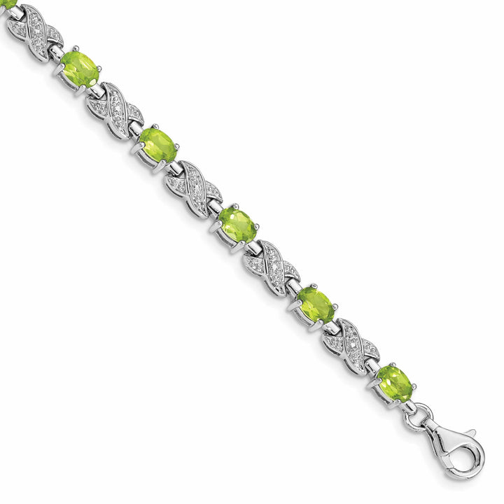 Lovely Rita's Bracelets Silver Oval Shape Peridot Gemstone Bracelet