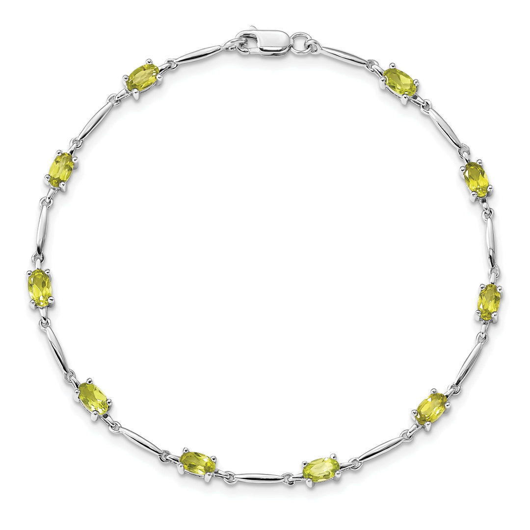 Lovely Rita's Bracelets Silver Oval Shape Peridot Gemstone Bracelet