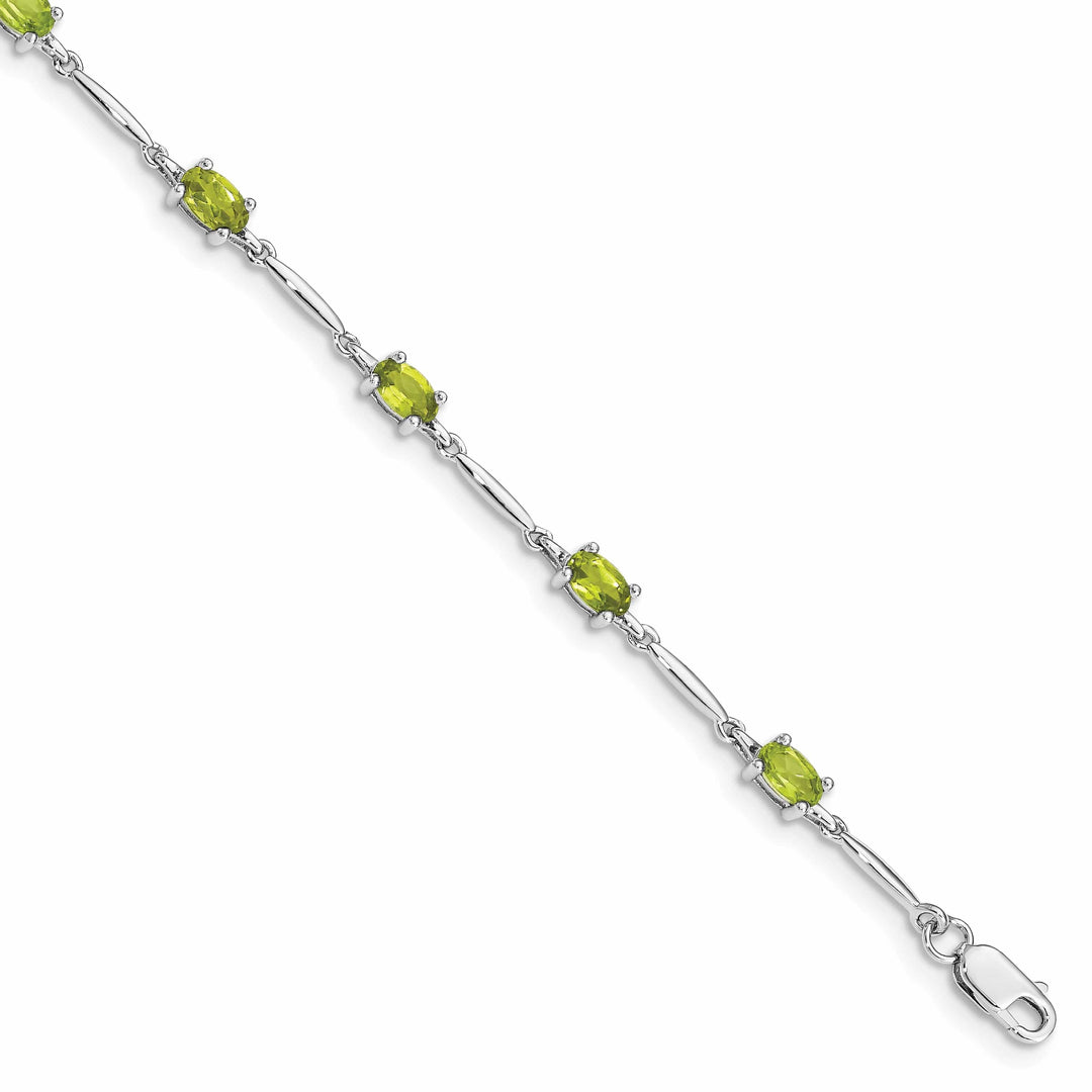 Lovely Rita's Bracelets Silver Oval Shape Peridot Gemstone Bracelet