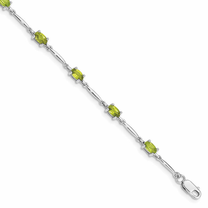 Lovely Rita's Bracelets Silver Oval Shape Peridot Gemstone Bracelet