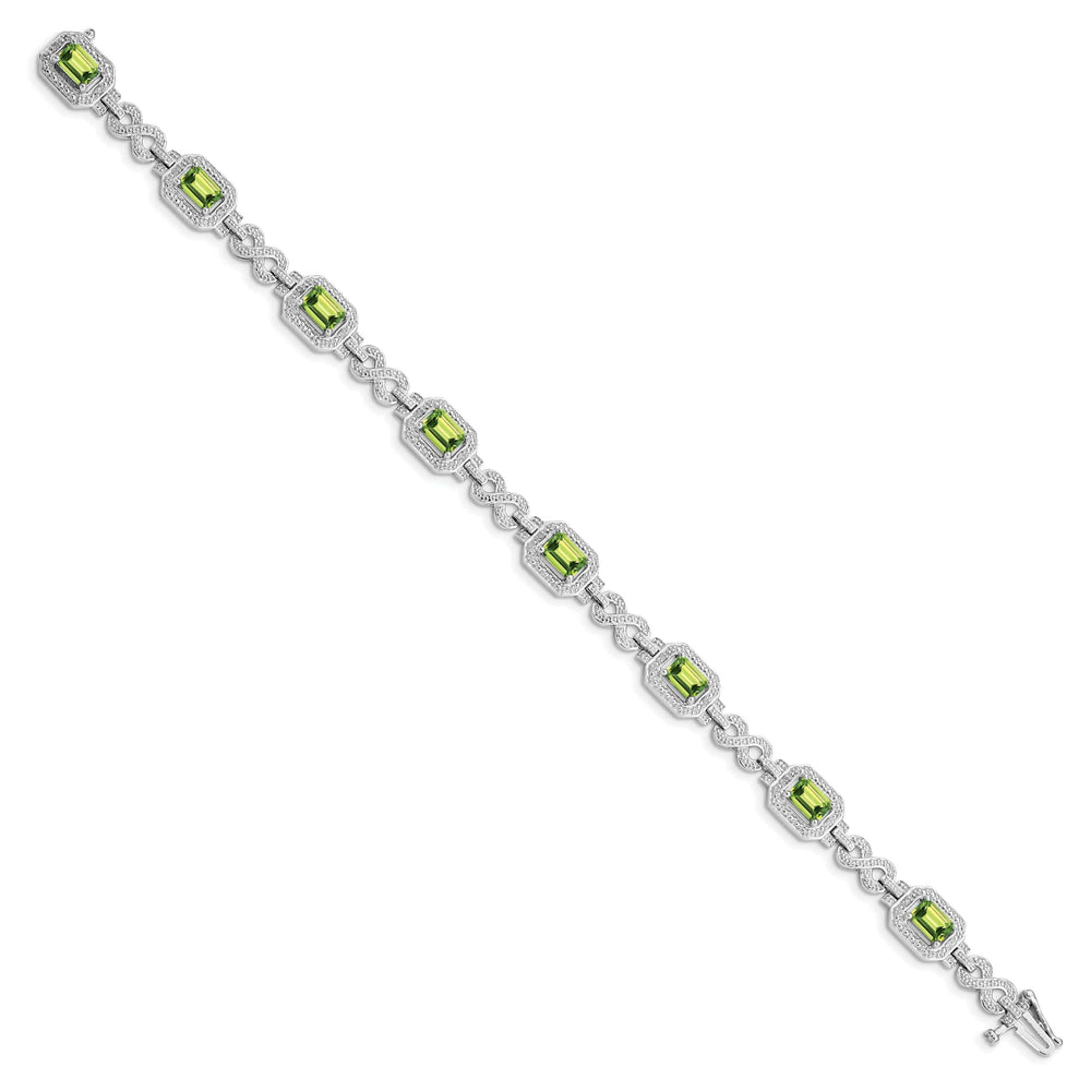 Lovely Rita's Bracelets Silver Oval Shape Peridot Gemstone Bracelet