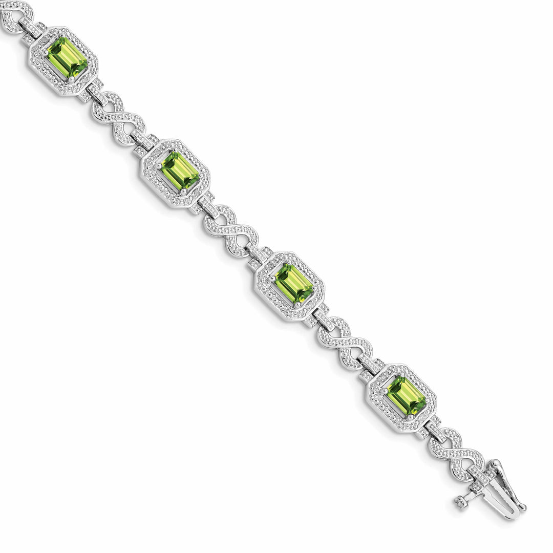 Lovely Rita's Bracelets Silver Oval Shape Peridot Gemstone Bracelet