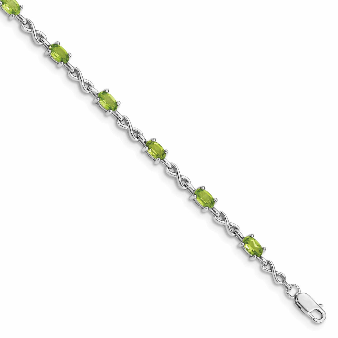Lovely Rita's Bracelets Silver Oval Shape Peridot Gemstone Bracelet