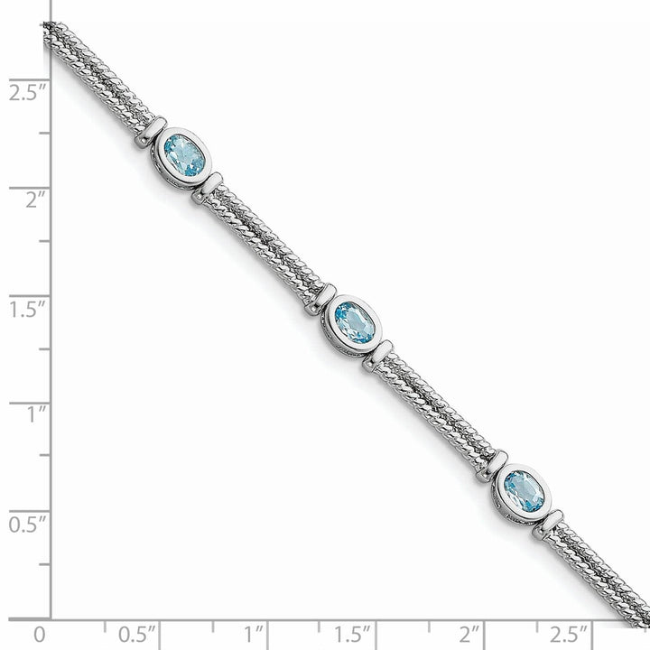 Lovely Rita's Bracelets Silver Oval Stones Blue Topaz Gemstone Bracelet