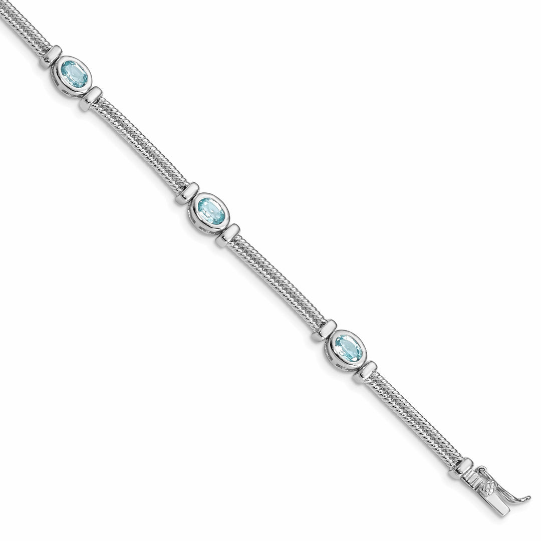 Lovely Rita's Bracelets Silver Oval Stones Blue Topaz Gemstone Bracelet
