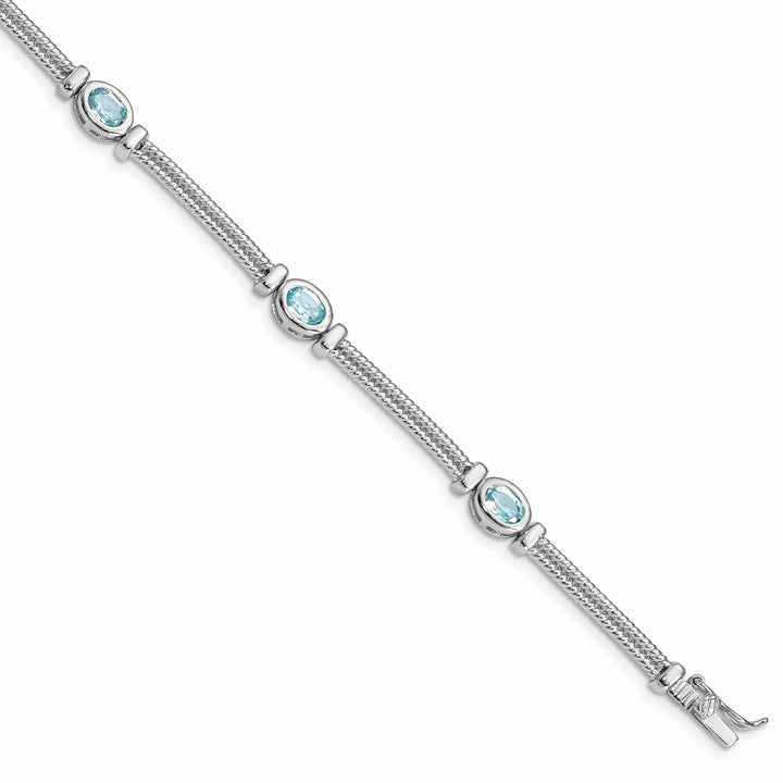 Lovely Rita's Bracelets Silver Oval Stones Blue Topaz Gemstone Bracelet