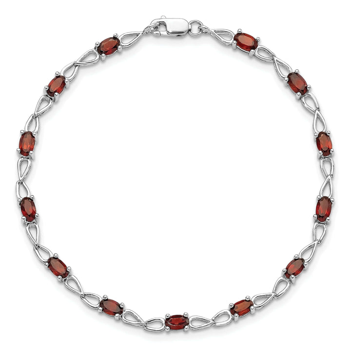Lovely Rita's Bracelets Silver Oval Stones Garnet Gemstone Bracelet